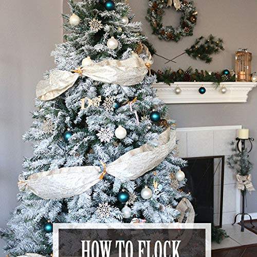 6ft Snow Flocked Artificial Christmas Tree with Pine Cones, 764 Tips, Metal Stand