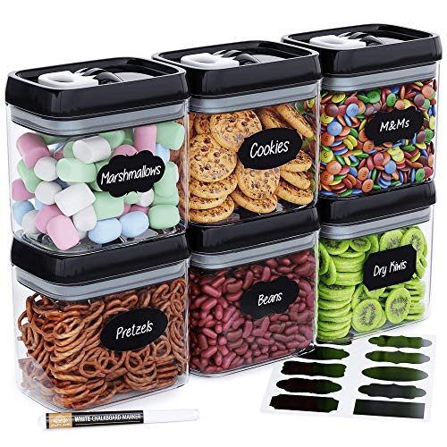 Airtight Food Storage Container Set - Set of 6, All Same Size, Includes Labels & Marker