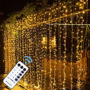 304 LED Curtain String Lights,9.8 x 9.8 ft, 8 Modes Plug Fairy String Light w/ Remote