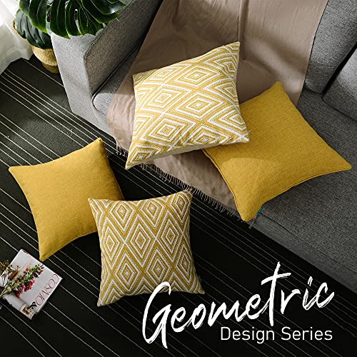 Decorative Throw Pillow Covers Set of 4 Geometric Design Linen Cushion Cover