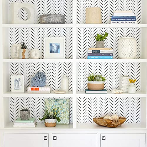 Black and White Peel and Stick Wallpaper Herringbone Contact Paper