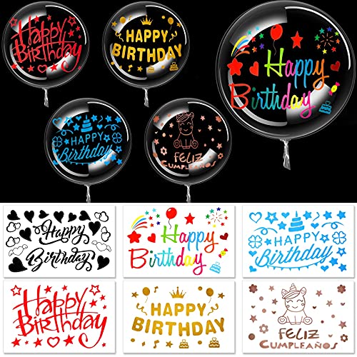 36 Pieces Clear Balloons DIY Transparent Balloons with Birthday Stickers