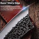 Hand Forged Meat Cleaver 6.3 Inch Kitchen Chef Knife with Leather Sheath and Gift Box