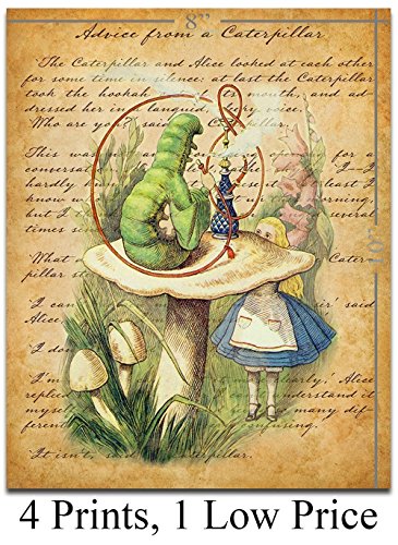 Alice In Wonderland - Set of Four Prints (8x10) Unframed - Home Decor