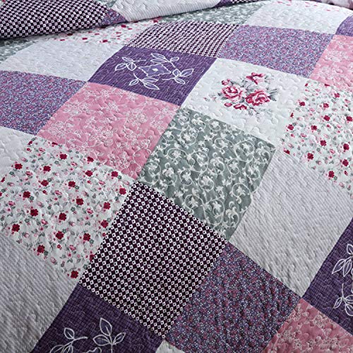 Quilt Set Queen Size - 3 Piece Microfiber Quilts Reversible Bedspreads