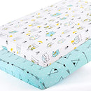 Stretchy Pack n Play Playard Sheets BROLEX 2 Pack Portable Mini Crib Sheets,Convertible Playard Mattress Cover for Baby Boys Gilrs,Ultra Soft Jersey Knit,Arrow & Owl
