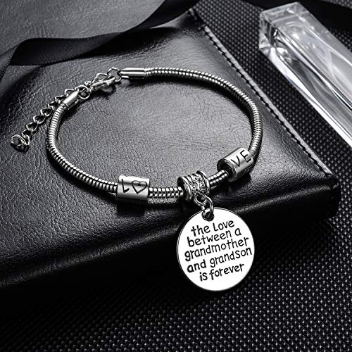 Love between a Grandmother and Grandson is Forever Charm Bracelet Family Jewelry