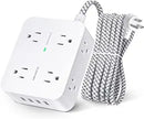 Surge Protector Power Strip, HANYCONY 8 Wide Outlets with 4 USB Charging Ports, 3 Side Outlet Extender with 5Ft Braided Extension Cord, Flat Plug, Wall Mount, Desk Charging Station for Home Office ETL
