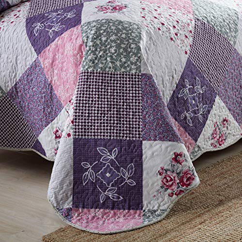 Quilt Set Queen Size - 3 Piece Microfiber Quilts Reversible Bedspreads