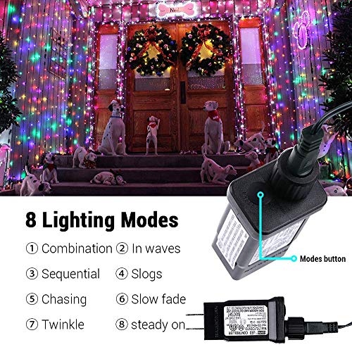 Christmas Lights Multicolor, 82ft 200 LED Christmas String Lights with 8 Modes