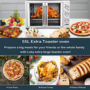 Luby Large Toaster Oven Countertop French Door Designed, 18 Slices, 14'' pizza, 20lb Turkey, Silver