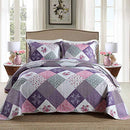 Quilt Set Queen Size - 3 Piece Microfiber Quilts Reversible Bedspreads