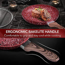 CSK 11” Red Granite Frying Pan with Lid-Classic Fry Pan with APEO & PFOA-Free