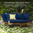 Best Choice Products Outdoor Convertible Acacia Wood Futon Sofa Furniture