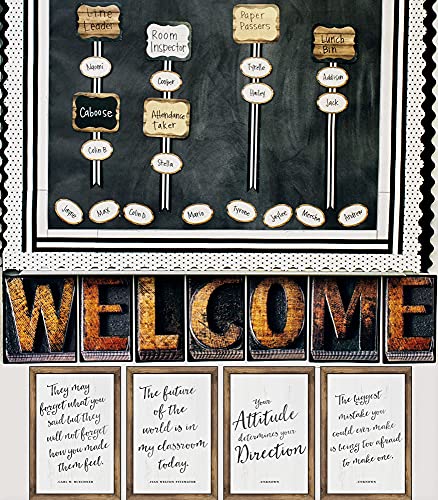 Rustic Welcome Bulletin Board Set—Farmhouse Welcome Sign Letters Decor (11 pc)