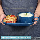 Ceramic Soup and Sandwich Plate Combo, 16 oz Soup Bowls/Mugs/Cups with Handles & 9.85-inch Oval Bread Plates, Soup and Cracker/Side Bowls Set