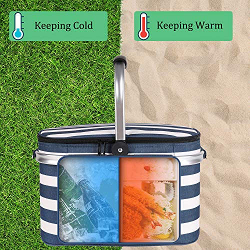 Insulated Picnic Baskets Shoping Basket Cooler Bag Collapsible Portable Picnic Basket