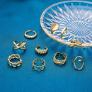 10PCS Gold Dome Chunky Rings for Women 18K Gold Plated Signet Rings