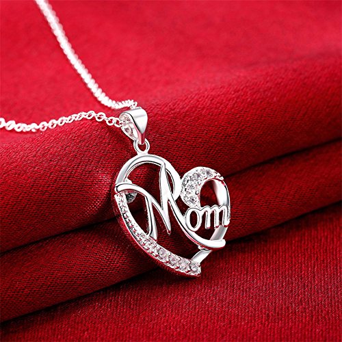 Gifts for Mom Mother Necklace Pendant Sterling Silver for Women Love Heart Mom