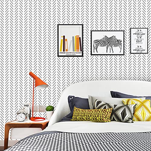 Black and White Peel and Stick Wallpaper Herringbone Contact Paper