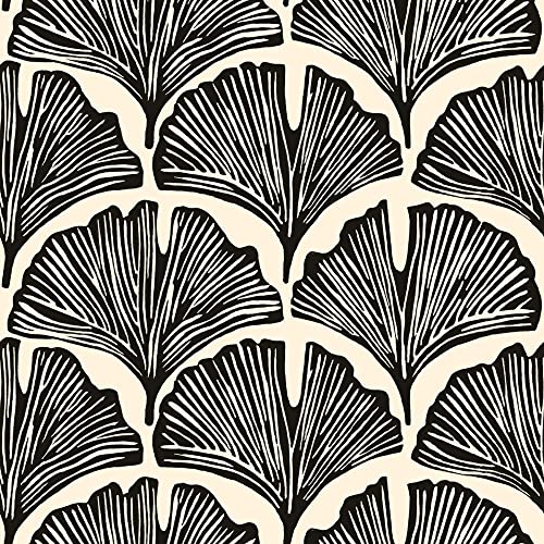 Zebra Black Feather Palm Removable Peel and Stick Wallpaper, 20.5 in X 16.5 ft