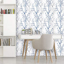 Gray Blue Tree Branches Peel and Stick Wallpaper 17.71" x 118" Natural Wall Paper