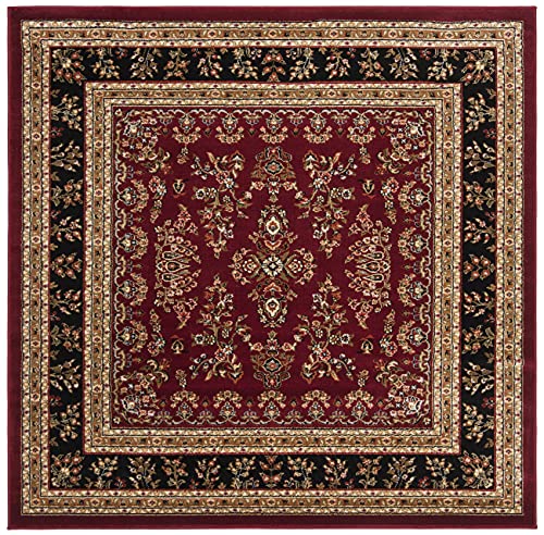 8' x 8' Square Red / Black Traditional Oriental Area Rug