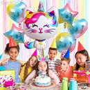 Big, 36 Inch Caticorn Balloon Set - Caticorn Party Supplies, Pack of 7