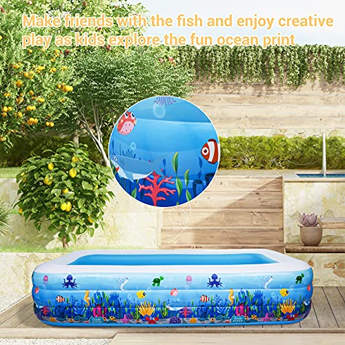 Inflatable Swimming Pool, 120"x 72"x 24", Full-Sized Above Ground