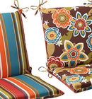 Outdoor/Indoor Annie Chocolate/Westport Teal Square Corner Cushion, 36.5" x 18",
