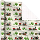 Hallmark Black Christmas Wrapping Paper with Cut Lines on Reverse (3 Rolls: 120 sq. ft. ttl) Retro Santa, Black and White Buffalo Plaid, Train and Trees