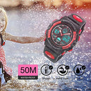 Kids Digital Watch Age 5-15, Red Watches for Girls Boys, Sports Waterproof Watches