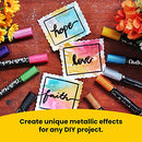 Metallic Chalk Markers (10 Pack) Liquid Chalk Pens - 6mm Reversible Bullet