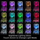 3D Moon Crystal with LED Colourful Light Base ,Christmas Gifts Funny Night Light