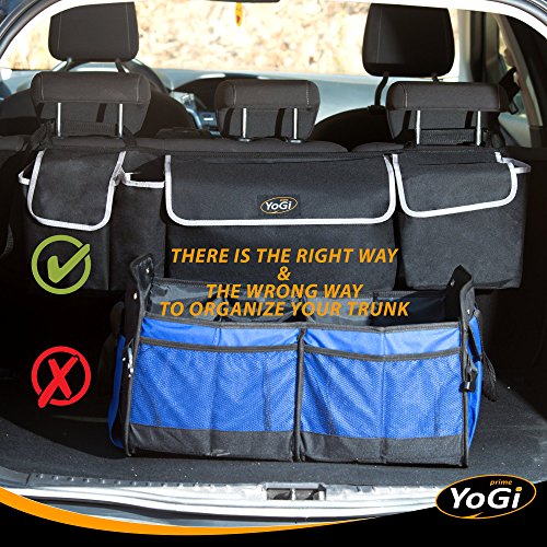 YoGi Prime Trunk and Backseat car Organizer, Trunk Storage Organizer Will Provides You The Most Storage Space Possible, Use It As A Back Seat Storage Car Cargo Organizer Black (Hanging Black)