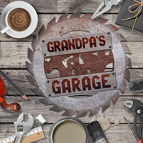 Grandpa's Garage Saw Blade Wood Sign | Rustic Father's Day Home Decor