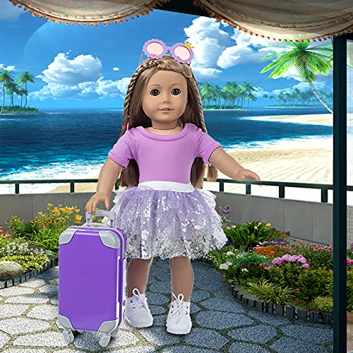 American 18 Inch Girl Doll Travel Suitcase Play Set with 18 Inch Doll Clothes and Accessories