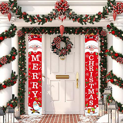 Christmas Decorations Outdoor, Hanging Christmas Porch Decorations Door Banner, Christmas Door Decorations, for Porch Front Door Garage Hoom Signs Decor 72”x12”