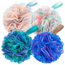 Shower Loofah Bath Sponge 75g - 4 Pack Large Soft Nylon Mesh Puff for Body Wash