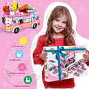 Girls Building Blocks Toys 553 Pieces Ice Cream Truck Set Toys for Girls 25 Models Pink