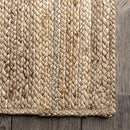 Hand Woven Farmhouse Jute Area Rug, 6 ft x 9 ft, Natural