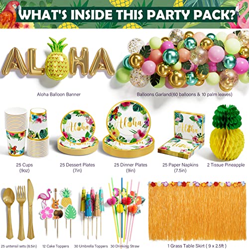 Hawaiian Luau Birthday Party Decorations 329PCS Tropical Aloha Party Supplies