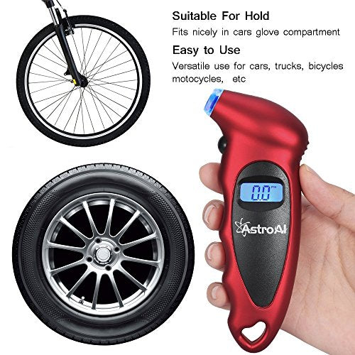 Digital Tire Pressure Gauge 150 PSI 4 Settings for Car Truck Bicycle with Backlit LCD