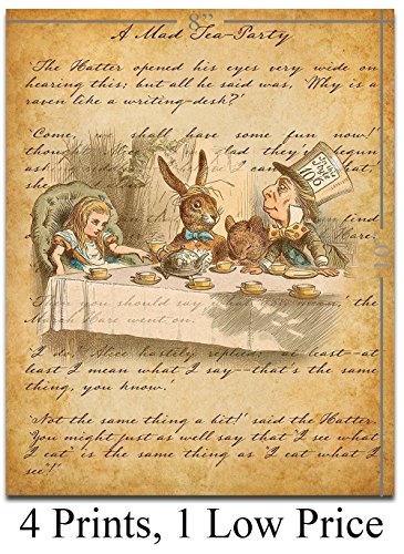 Alice In Wonderland - Set of Four Prints (8x10) Unframed - Home Decor