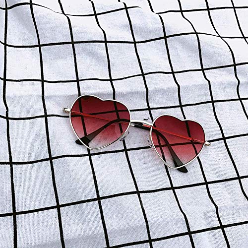 Dollger Red Heart Shape Sunglasses for Women Metal Fame Party Favor