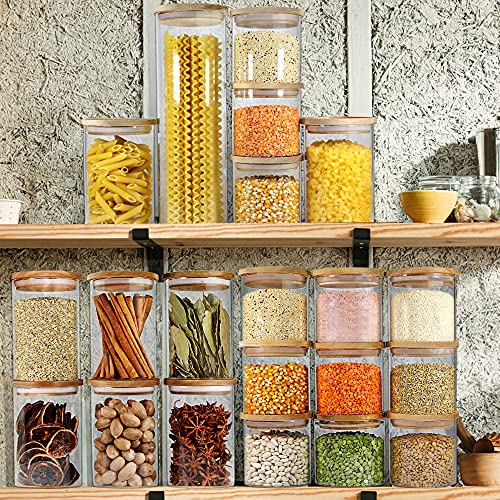 Airtight Glass Canisters with Wood Lids, Glass Food Storage Containers with Lids,