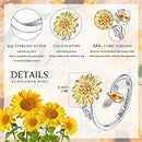 Sterling Silver Fidget Rings for Women Adjustable Open Ring Sunflower
