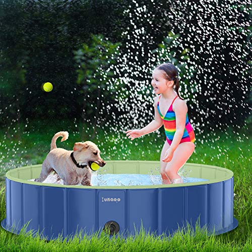 lunaoo Foldable Dog Pool, Portable Kiddie Pool for Kids, PVC Bathing Tub