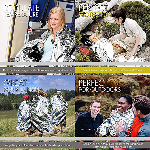 Emergency Mylar Thermal Blanket (4 Pack) Space Blankets for First Aid Kit