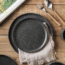 Stone Lain Tom Rustic Stoneware Dinnerware Set for 8, Black and White Reflection